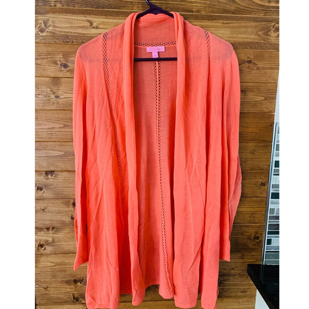 Lily Pulitzer Coral Orange Open Front Cardigan - Women’s US S